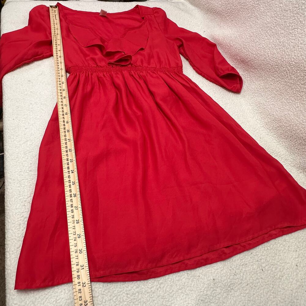 Old Navy Red Ruffle Front Dress XS Petite Flowy Boho Mini - Picture 8 of 11